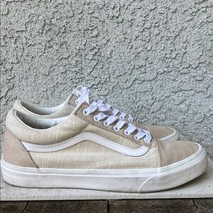 Vans Old Skool Summer Linen Natural Neutral Cream Canvas Laced Sneaker Shoes
